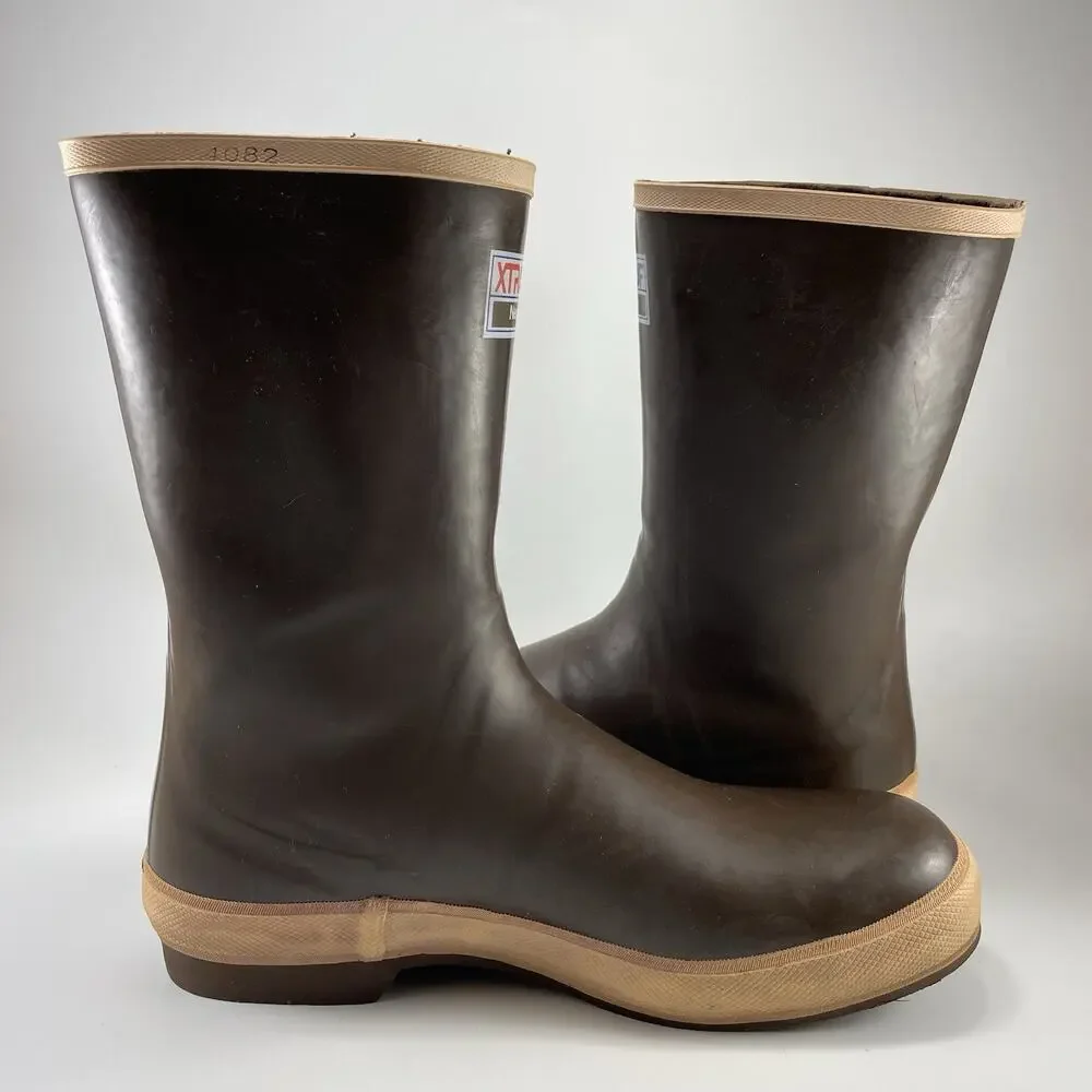 Xtratuf Legacy 12” Deck Boots Brown Mens Size 14 Waterproof Fishing Rubber Welly